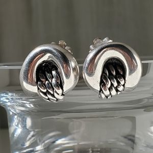 Vintage 925 Sterling Airess Puffed Knot Clip Earrings